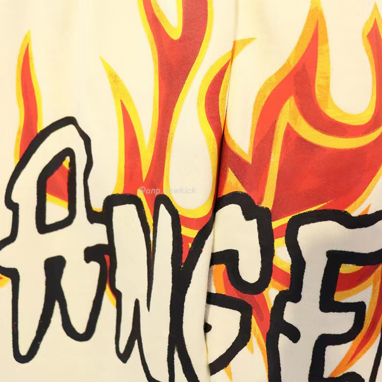 Palm Angels Graffiti Flame T Shirt Shorts Black White (23) - www.newkick.vip